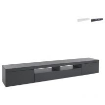 Web Furniture - Meuble tv bas avec 2 portes et 1 abattant 240x40x35cm Idris - Anthracite