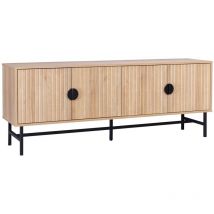 Sweeek - Meuble tv. Bazalt. effet chêne. quatre portes. deux étagères. l 157.5 x l 39 x h 60cm