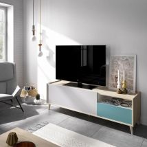 Dekit - Meuble tv Nova Gris - Naturel - Emeraude 155 x 47 x 43 cm - Gris - Naturel - Emeraude