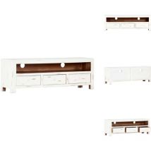 Vidaxl - Meuble tv Blanc 120x30x40 cm Bois d'acacia massif - Meuble tv - Mobilier tv - Support Pour tv - Supports Pour tv