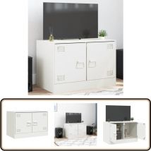 Vidaxl - Meuble tv blanc 67x39x44 cm acier - Meubles Tv - Meuble Tv - Buffet Tv - Banc Tv - Mobilier Salle Séjour