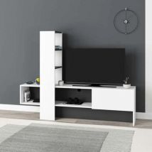 Veriaffari.it - Meuble tv blanc anthracite Troya avec porte abattante