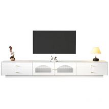 Arturesthome - Meuble tv Blanc avec 4 Tiroirs et 2 Portes Vitrées