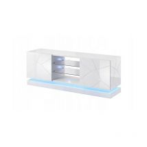 Meuble TV Blanc brillant 160x57x42cm QUEEN meuble Hi-fi luxueux sideboeard commode sur pied