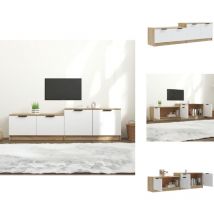 Vidaxl - Meuble tv Blanc et chêne sonoma 158,5x36x45cm Bois d'ingénierie - Meuble Tv - Meubles Tv - Support Tv - Unité Tv