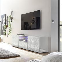 Les Tendances - Meuble tv - Blanc Laqué brillant - l 181 x p 43 x h 57cm - parigi