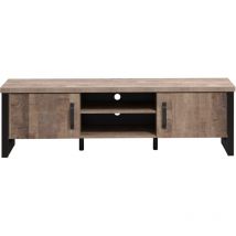 CALICOSY - Meuble TV 2 portes, 2 niches et 2 ouvertures passe-câbles L166 cm - EMILE