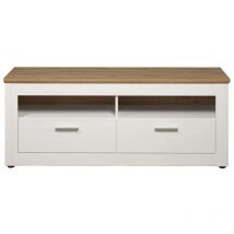 Trendteam - calicosy - Meuble tv 2 tiroirs et 2 niches décor bois clair et blanc L148 cm - Shade