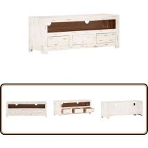 Vidaxl - Meuble tv Bois massif d'acacia 110x30x40 cm Blanc - Meuble Tv - Meuble Tv Design - Meuble Tv Bois - Meuble Tv Acacia - Meuble Tv Blanc