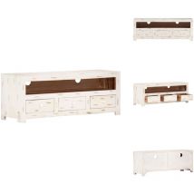 Vidaxl - Meuble tv Bois massif d'acacia 110x30x40 cm Blanc - Meuble Tv - Meuble Tv Design - Meuble Tv Bois - Meuble Tv Acacia - Meuble Tv Blanc