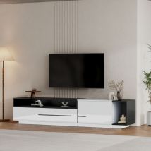 Yoleo - Meuble tv brillant lowboard,Commode tv Pour les téléviseurs jusqu'à 70 pouces avec Tiroir,Porte et Compartiment ouvert,170x38x42cm