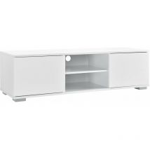 Meuble TV bas téléviseur panneaux de particules 120 cm blanc