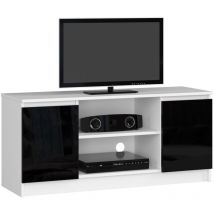 Jardibricodeco - meuble tv casa 2 étagères 120x40x55 cm blanc brillant noir