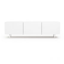 Herdasa - Meuble tv, collection biscuit, en mélamine avec 3 portes. Blanc
