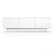 Meuble TV, collection PRINTED, en mélamine avec 3 portes. Blanc