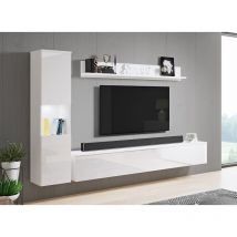 Deco In Paris - eliote - Meuble tv contemporain blanc finition brillant avec led-eliote