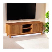 Pier Import - Meuble tv contemporain chêne rainuré 2 portes 2 niches iena