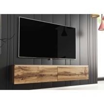 Deco In Paris - malorie - Meuble tv contemporain en chêne avec led 2 portes malorie - 140 cm