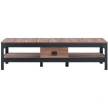 CALICOSY - Meuble TV style industriel avec 2 niches et 1 tiroir - L150 cm