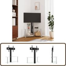 Meuble TV d'angle 2 niveaux pour 32-70 pouces noir argenté - Meuble Tv D'angle - Meuble Tv Inclinable - Support Tv Mural - Rangement Tv - Meuble