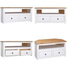 Meuble tv d'angle Blanc 93x49x49 cm Pin Assortiment Panama - Meubles Tv - Meuble Tv Angle - Meuble Tv Blanc - Meuble Tv Pin - Meubles Salle Séjour