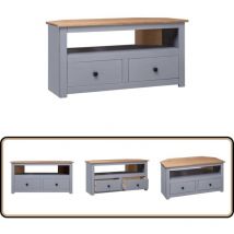 Meuble TV d'angle Gris 93x49x49cm Pin solide Assortiment Panama - Meubles Tv - Meuble Tv Angle - Meuble Tv Gris - Meuble Tv Pin Massif - Rangement Tv