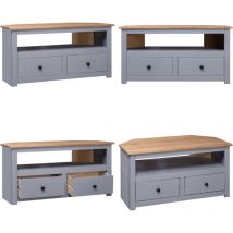 Vidaxl - Meuble tv d'angle Gris 93x49x49cm Pin solide Assortiment Panama - Meubles Tv - Meuble Tv Angle - Meuble Tv Gris - Meuble Tv Pin Massif