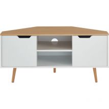 Bata - Meuble tv d'angle lyna blanc et effet chêne 2 portes 115cm