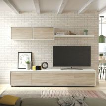 Hogar24 - Meubles de salon Alida en chêne canadien - Blanc 200 cm (largeur) x 43 cm (hauteur) x 41 cm (profondeur) - Chêne Canadien - Artik Blanc