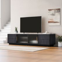 Ohjijinn - Meuble tv Deluxe de 160 m pour tv 70' - Élégant plateau de table gris marbré, gestion des câbles, tiroirs avec fonction push-to-open