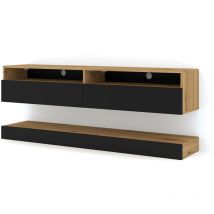 Salone Srl - Mur tv 2 portes 160 cm Vega Bois et Noir