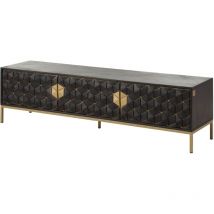 Massivmoebel24 - Meuble tv en bois de Manguier 180x45x50 gris huilé diamond 124