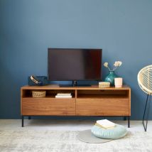Berah Getah - Meuble tv en teck massif et métal 140 cm