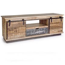 Hellin - Meuble bas à 2 portes 1 tiroir Tudor 130x40x50h cm