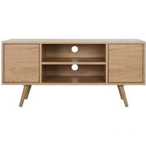 Pegane - Meuble tv en bois mdf naturel et métal - Longueur 120 x Profondeur 40 x hauteur 57 cm