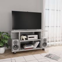 Lling - Furniture Limited - Meuble tv et roulettes gris béton 80x40x45 cm