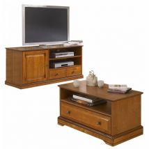 Meuble TV et Table Basse Plaqués Merisier