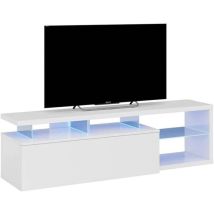 Hogar24 – Meuble TV moderne avec éclairage LED bleu – 150 x 41 x 43 cm – Panneaux mélaminés – 4 niches de rangement
