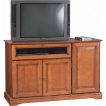 Meuble tv 55 Pouces Merisier 3 Portes 1 Abattant Vitré - marron