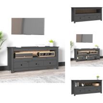 Vidaxl - Meuble tv Gris 114x35x52 cm Bois de pin massif - Meuble Tv - Meuble Tv Bois - Meuble Tv Industriel - Meuble Tv Campagne - Meuble Tv Rustique