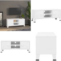 Vidaxl - Meuble tv industriel Blanc 105x35x42 cm Métal - Meubles Tv - Meuble Tv Industriel - Meuble Tv Blanc - Meuble Metal - Rangement Tv - Home &