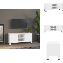 Meuble tv industriel Blanc 105x35x42 cm Métal - Meubles Tv - Meuble Tv Industriel - Meuble Tv Blanc - Meuble Metal - Rangement Tv