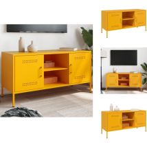 Meuble tv jaune moutarde 100,5x39x50,5 cm acier - Meubles Tv - Meuble Tv Industriel - Meuble Tv Acier - Rangement Tv - Support Tv
