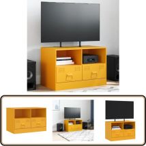 Vidaxl - Meuble tv jaune moutarde 67x39x44 cm acier - Meubles Tv - Meuble Tv - Buffet Tv - Banc Tv - Mobilier Salon