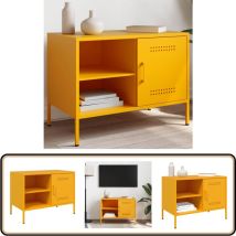 Vidaxl - Meuble tv jaune moutarde 68x39x50,5 cm acier - Meubles Tv - Meuble Tv Industriel - Meuble Tv Acier - Rangement Tv - Support Tv
