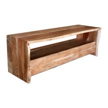 Jardibricodeco - meuble tv konna massif bois d'acacia noyer 140x40x45 cm