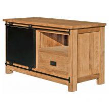 Meuble tv l. 110 cm en bois de teck avec porte coulissante - edwards