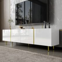 Modernluxe - Meuble tv l 170cm - avec 4 portes - mdf - Blanc