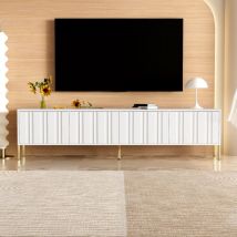 Modernluxe - Meuble tv l 190cm - 4 portes et 8 étagères - style moderne - Blanc