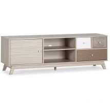 Vs Venta-stock - Meuble tv Maia 1 porte et 3 tiroirs multicolores